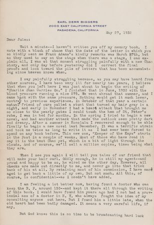 Lot #628 Earl Derr Biggers (7) Signed Items - Photograph and (6) Letters - Image 3