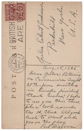 Lot #628 Earl Derr Biggers (7) Signed Items - Photograph and (6) Letters - Image 7