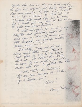 Lot #672 Henry Miller Autograph Letter Signed on His Daughter: 