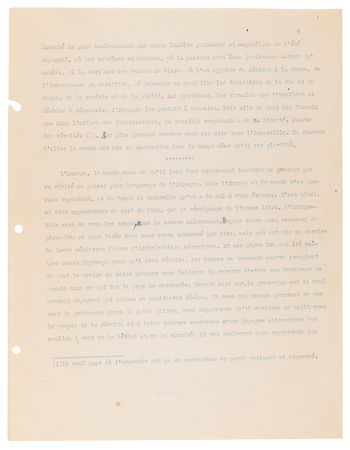 Lot #575 Albert Camus Hand-Corrected Typed Manuscript for His Preface to the Spanish Civil War Anthology, L’Espagne Libre [Free Spain] - Image 7