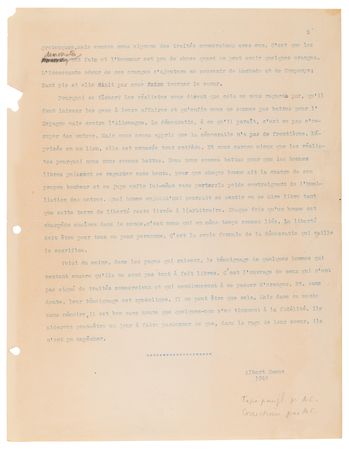 Lot #575 Albert Camus Hand-Corrected Typed Manuscript for His Preface to the Spanish Civil War Anthology, L’Espagne Libre [Free Spain] - Image 8