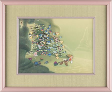 Lot #367 Pinocchio and Fish color model cel from Pinocchio - Image 1