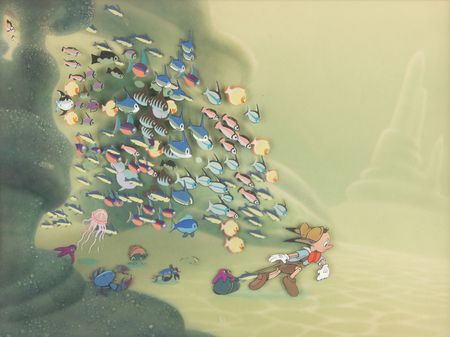 Lot #367 Pinocchio and Fish color model cel from Pinocchio - Image 2