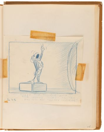 Lot #348 Disney?s 1939 Pinocchio Director-Used Continuity Sketch Book with (48) Original Storyboard Drawings and (175+) Photographic Model Images - Image 12