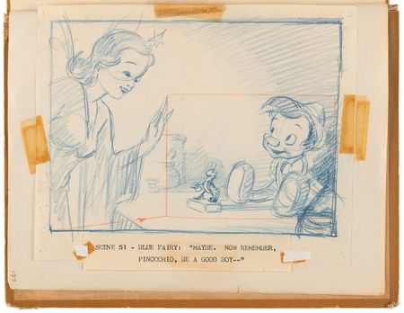 Lot #348 Disney?s 1939 Pinocchio Director-Used Continuity Sketch Book with (48) Original Storyboard Drawings and (175+) Photographic Model Images - Image 13