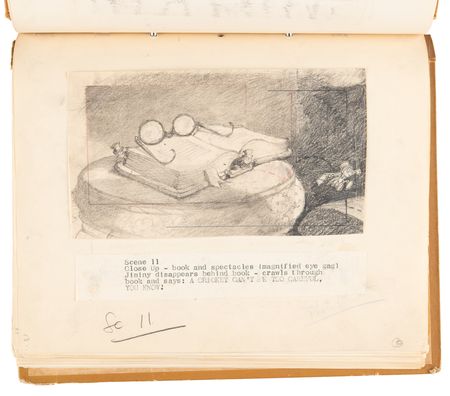 Lot #348 Disney?s 1939 Pinocchio Director-Used Continuity Sketch Book with (48) Original Storyboard Drawings and (175+) Photographic Model Images - Image 15