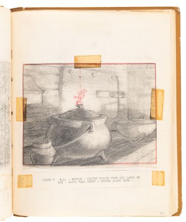 Lot #348 Disney?s 1939 Pinocchio Director-Used Continuity Sketch Book with (48) Original Storyboard Drawings and (175+) Photographic Model Images - Image 17