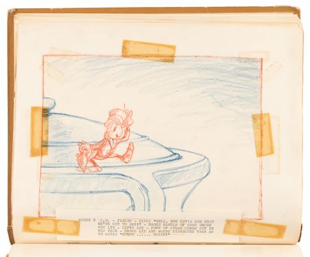 Lot #348 Disney?s 1939 Pinocchio Director-Used Continuity Sketch Book with (48) Original Storyboard Drawings and (175+) Photographic Model Images - Image 18