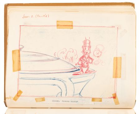Lot #348 Disney?s 1939 Pinocchio Director-Used Continuity Sketch Book with (48) Original Storyboard Drawings and (175+) Photographic Model Images - Image 19