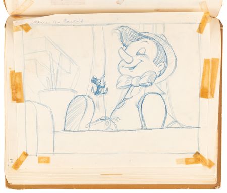Lot #348 Disney?s 1939 Pinocchio Director-Used Continuity Sketch Book with (48) Original Storyboard Drawings and (175+) Photographic Model Images - Image 22