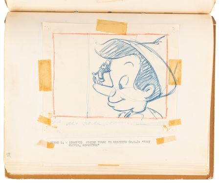 Lot #348 Disney?s 1939 Pinocchio Director-Used Continuity Sketch Book with (48) Original Storyboard Drawings and (175+) Photographic Model Images - Image 23