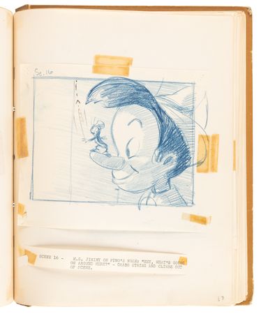 Lot #348 Disney?s 1939 Pinocchio Director-Used Continuity Sketch Book with (48) Original Storyboard Drawings and (175+) Photographic Model Images - Image 24