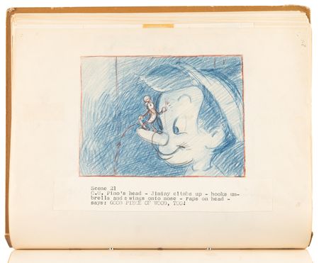 Lot #348 Disney?s 1939 Pinocchio Director-Used Continuity Sketch Book with (48) Original Storyboard Drawings and (175+) Photographic Model Images - Image 25
