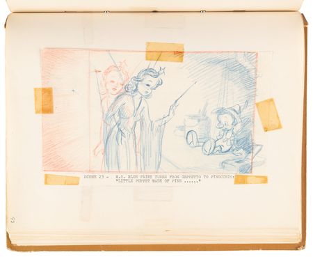 Lot #348 Disney?s 1939 Pinocchio Director-Used Continuity Sketch Book with (48) Original Storyboard Drawings and (175+) Photographic Model Images - Image 27