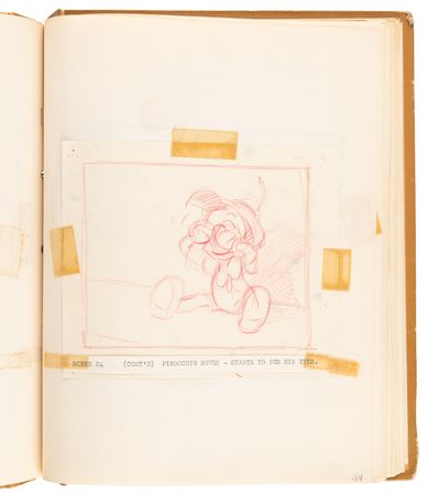 Lot #348 Disney?s 1939 Pinocchio Director-Used Continuity Sketch Book with (48) Original Storyboard Drawings and (175+) Photographic Model Images - Image 29