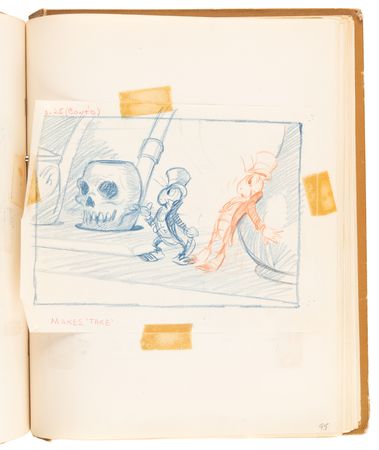 Lot #348 Disney?s 1939 Pinocchio Director-Used Continuity Sketch Book with (48) Original Storyboard Drawings and (175+) Photographic Model Images - Image 30