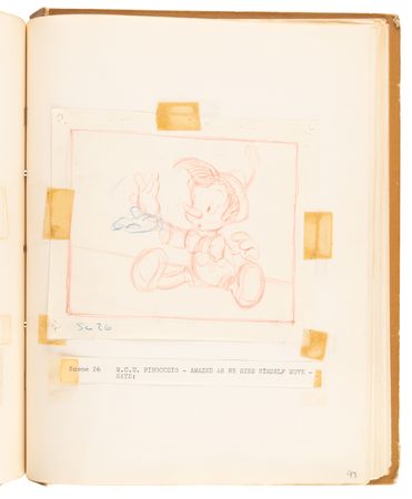 Lot #348 Disney?s 1939 Pinocchio Director-Used Continuity Sketch Book with (48) Original Storyboard Drawings and (175+) Photographic Model Images - Image 31