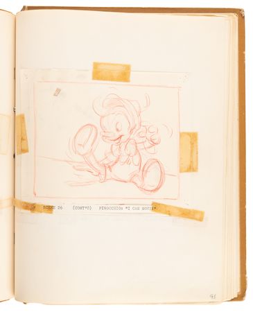 Lot #348 Disney?s 1939 Pinocchio Director-Used Continuity Sketch Book with (48) Original Storyboard Drawings and (175+) Photographic Model Images - Image 32