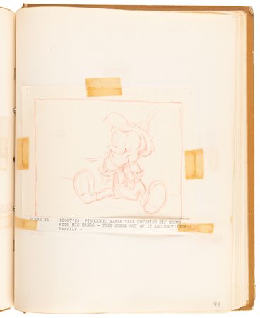 Lot #348 Disney?s 1939 Pinocchio Director-Used Continuity Sketch Book with (48) Original Storyboard Drawings and (175+) Photographic Model Images - Image 33