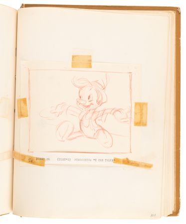 Lot #348 Disney?s 1939 Pinocchio Director-Used Continuity Sketch Book with (48) Original Storyboard Drawings and (175+) Photographic Model Images - Image 35