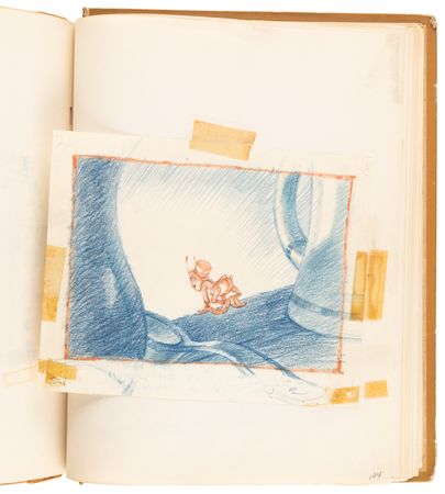 Lot #348 Disney?s 1939 Pinocchio Director-Used Continuity Sketch Book with (48) Original Storyboard Drawings and (175+) Photographic Model Images - Image 36