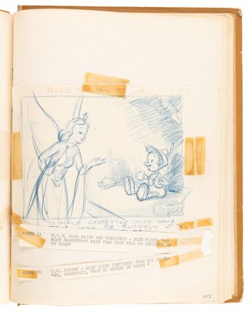 Lot #348 Disney?s 1939 Pinocchio Director-Used Continuity Sketch Book with (48) Original Storyboard Drawings and (175+) Photographic Model Images - Image 37