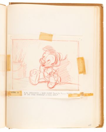 Lot #348 Disney?s 1939 Pinocchio Director-Used Continuity Sketch Book with (48) Original Storyboard Drawings and (175+) Photographic Model Images - Image 39
