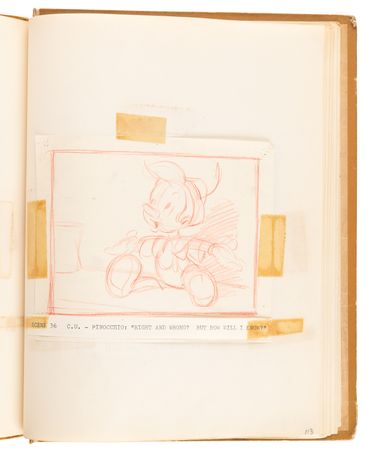 Lot #348 Disney?s 1939 Pinocchio Director-Used Continuity Sketch Book with (48) Original Storyboard Drawings and (175+) Photographic Model Images - Image 41