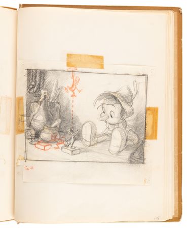 Lot #348 Disney?s 1939 Pinocchio Director-Used Continuity Sketch Book with (48) Original Storyboard Drawings and (175+) Photographic Model Images - Image 43