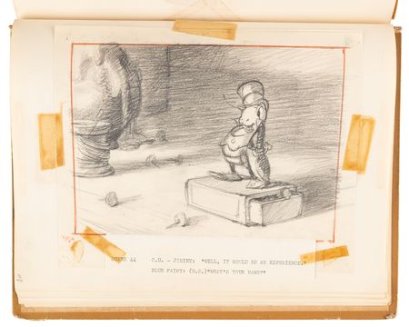 Lot #348 Disney?s 1939 Pinocchio Director-Used Continuity Sketch Book with (48) Original Storyboard Drawings and (175+) Photographic Model Images - Image 45
