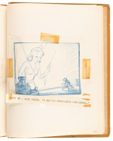 Lot #348 Disney?s 1939 Pinocchio Director-Used Continuity Sketch Book with (48) Original Storyboard Drawings and (175+) Photographic Model Images - Image 49