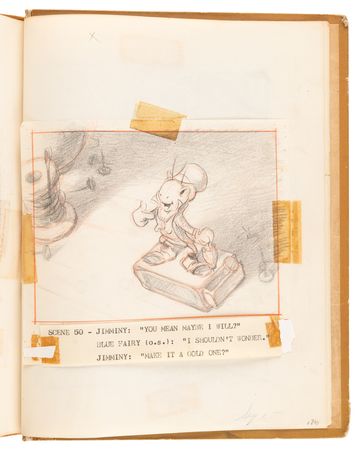 Lot #348 Disney?s 1939 Pinocchio Director-Used Continuity Sketch Book with (48) Original Storyboard Drawings and (175+) Photographic Model Images - Image 52