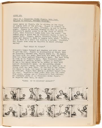 Lot #348 Disney?s 1939 Pinocchio Director-Used Continuity Sketch Book with (48) Original Storyboard Drawings and (175+) Photographic Model Images - Image 6
