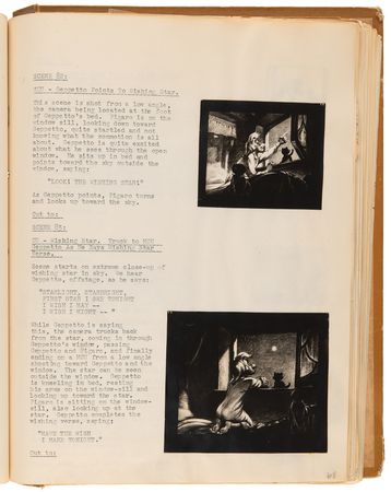 Lot #348 Disney?s 1939 Pinocchio Director-Used Continuity Sketch Book with (48) Original Storyboard Drawings and (175+) Photographic Model Images - Image 7