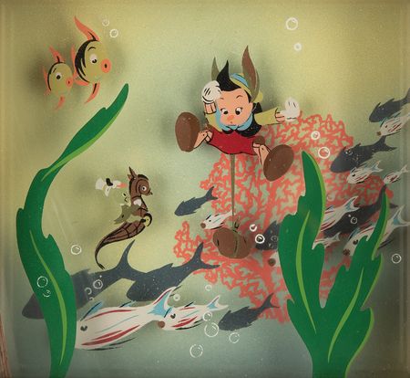Lot #462 Pinocchio and Jiminy Cricket Courvoisier multiplane painting from Pinocchio - Image 2