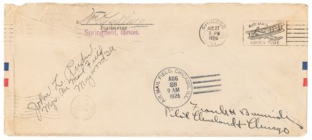 Lot #284 Charles Lindbergh Signed Air Mail Envelope (1926) - Image 2