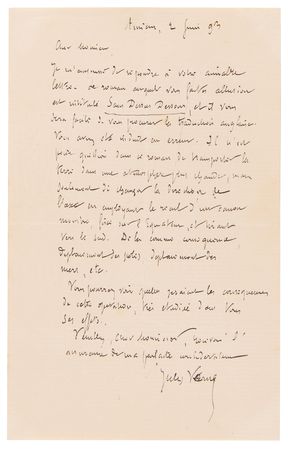 Lot #610 Jules Verne Autograph Letter Signed on His Novel, The Purchase of the North Pole - Image 1