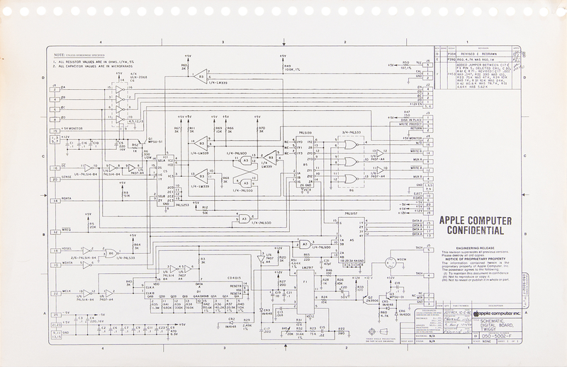 Lot 6025 Apple Lisa Twiggy Drive Schematic - 'Engineering Release'