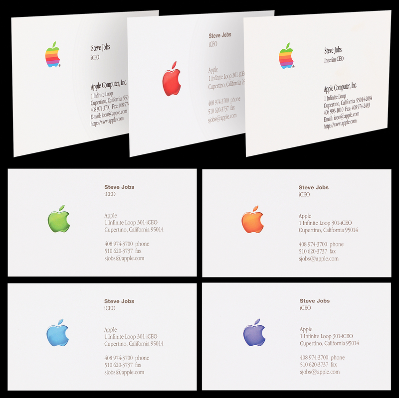Lot 6004 Steve Jobs (7) Apple Business Cards (1997, 1998, and 1999) as 