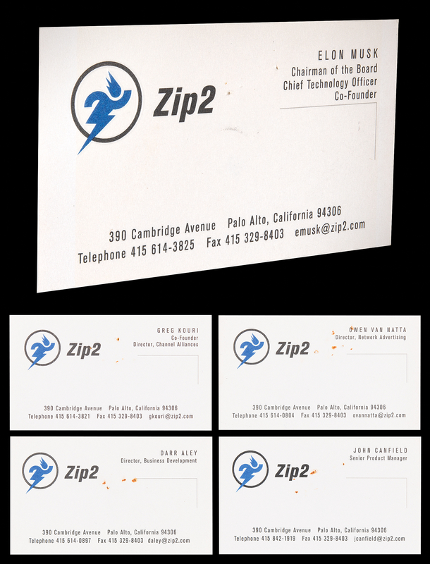 Lot 6143 Elon Musk Zip2 Business Card (1995)