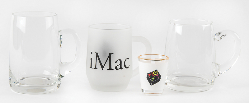 Lot 6120 Apple and NeXT Computer (4) Promotional Glassware Items