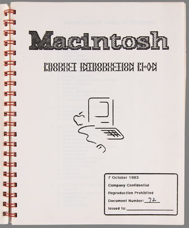 Lot #6090 Apple: 1983 Macintosh Introduction Plan - 