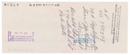 Lot #6001 Steve Jobs Filled Out and Signed 1976 Apple Computer Co. Check No. 6, Listing the Names of the Company's Three Original Founders - ?Apple Computer Co., Steven Jobs & Stephen Wozniak & Ronald Wayne? - Image 3