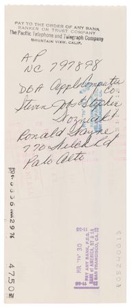 Lot #6001 Steve Jobs Filled Out and Signed 1976 Apple Computer Co. Check No. 6, Listing the Names of the Company's Three Original Founders - ?Apple Computer Co., Steven Jobs & Stephen Wozniak & Ronald Wayne? - Image 2