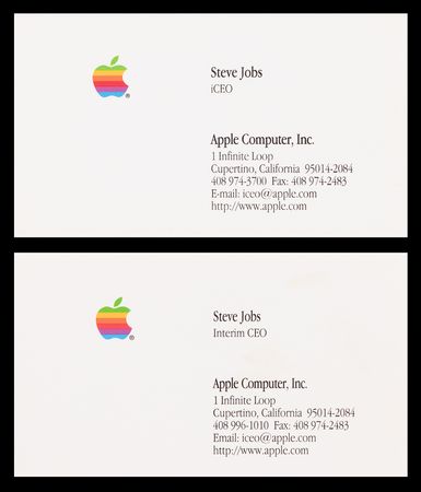 Lot #6004 Steve Jobs (7) Apple Business Cards (1997, 1998, and 1999) as 