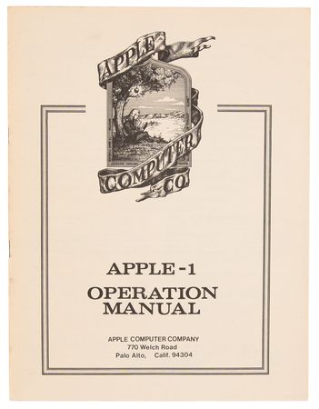 Lot #6011 Apple-1 Computer Operation Manual