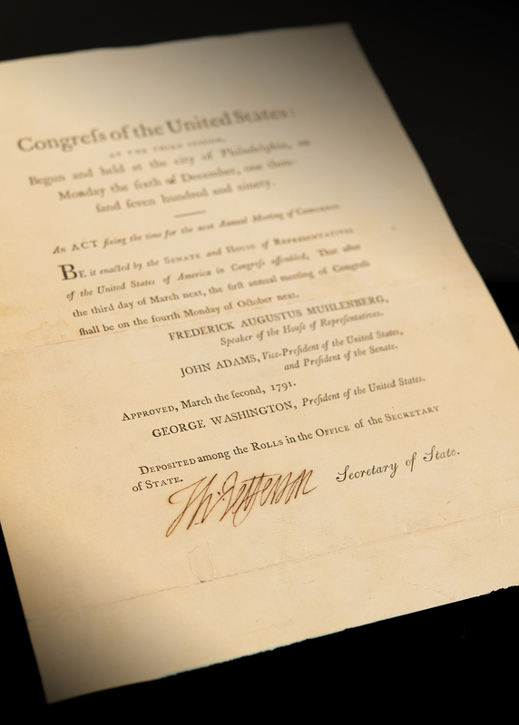 Lot 5 Thomas Jefferson Document Signed as Secretary of State, Setting a Day for the First Annual Meeting of Each Future Congress
