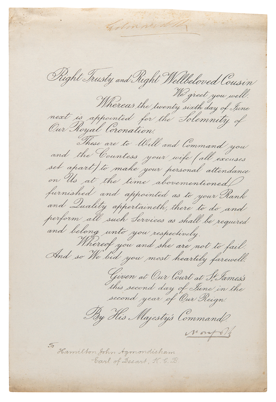 Lot 288 King Edward VII Rare Signed Summons for His 1902 Coronation