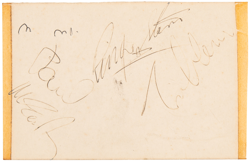 Lot 661 Beatles Signatures (McCartney, Lennon, and Starr)