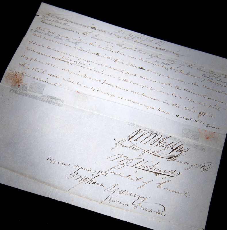 Lot 184 Brigham Young Rare Document Signed as Governor of Utah Territory - Original Act of the First Utah Territorial Legislature (1852)